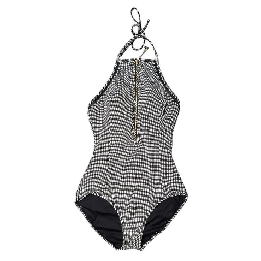 Anne‎ Cole Studio Halter Front Zip One-Piece Swimsuit